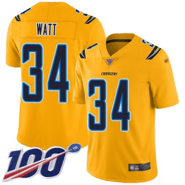 Los Angeles Chargers NFL Football Derek Watt Gold Jersey Men Limited #34 100th Season Inverted Legend